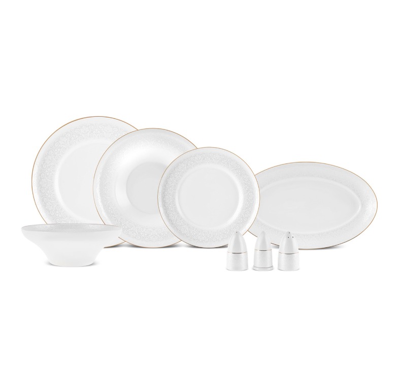 Karaca Stream Bone Saturn 24 Parça 6 Kişilik Yemek Takımı Platin